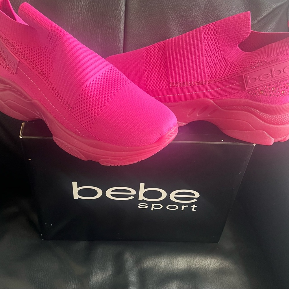 Bebe Pink Knit Slip-On Sneakers